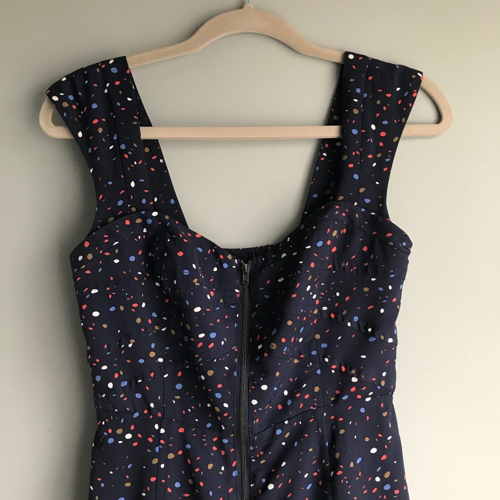 Bcbgeneration Zip Front Mini Navy Dotted Dress - image 4